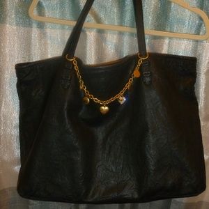 Juicy Couture black leather gold chain Tote